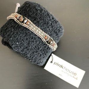 Beaded leather bracelet - chocolate